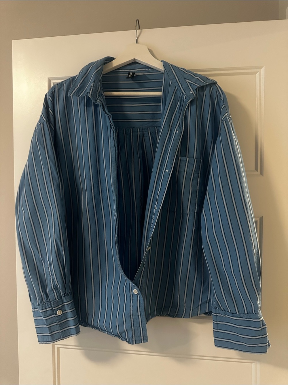 Divided Light Blue Striped Shirt